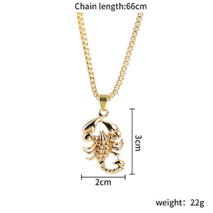 Unisex Gold Crawling Scorpion Pendant Thick Link Chain Necklace