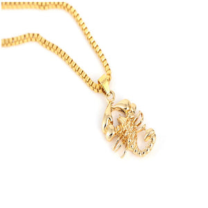 Unisex Gold Crawling Scorpion Pendant Thick Link Chain Necklace