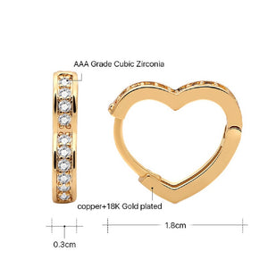 Ladies Heart Shape Cubic Zirconia Hoop Earrings