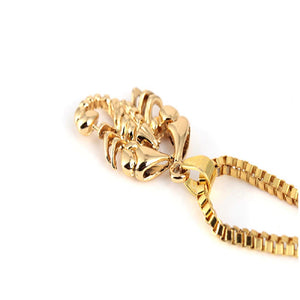 Unisex Gold Crawling Scorpion Pendant Thick Link Chain Necklace