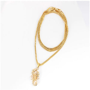 Unisex Gold Crawling Scorpion Pendant Thick Link Chain Necklace