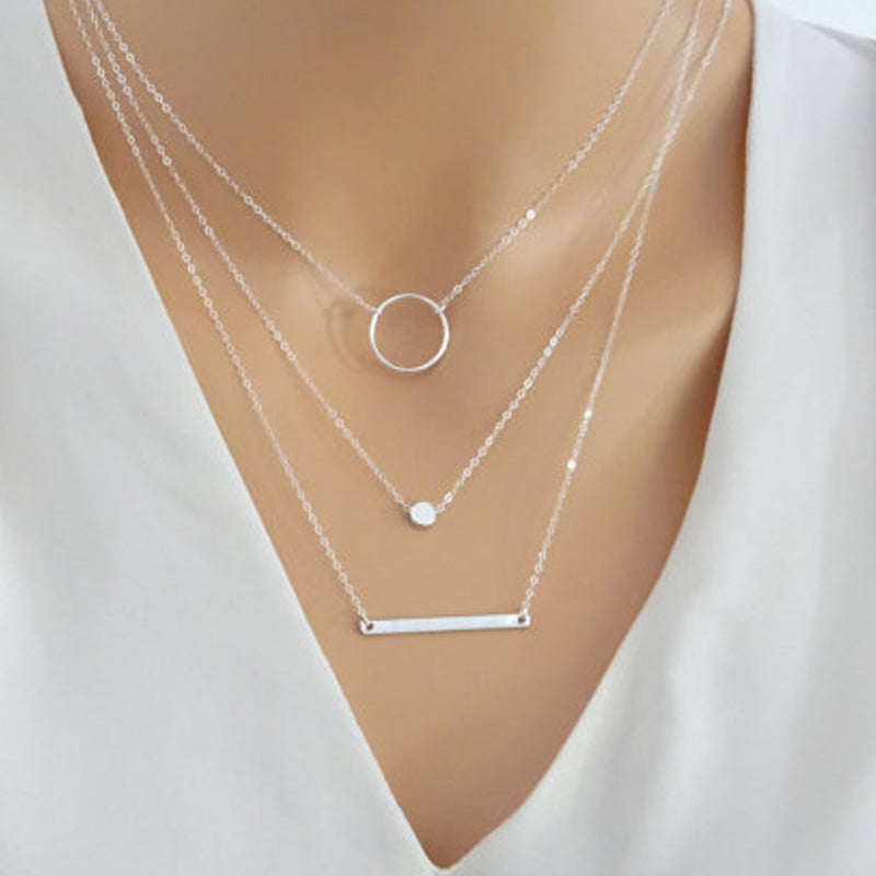 3 tier shop necklace silver